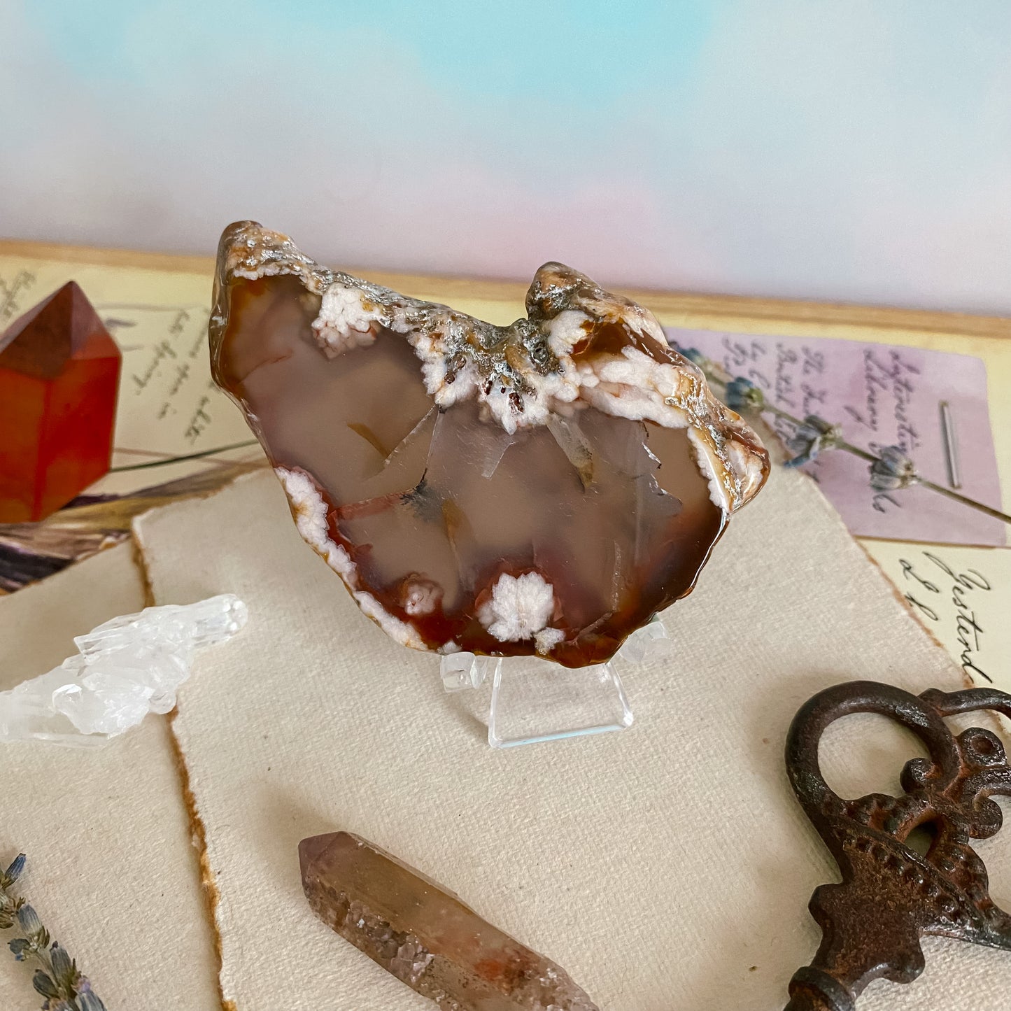 Flower agate Slice