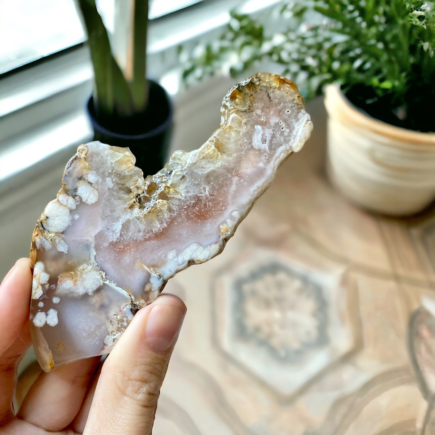 Flower agate Slice