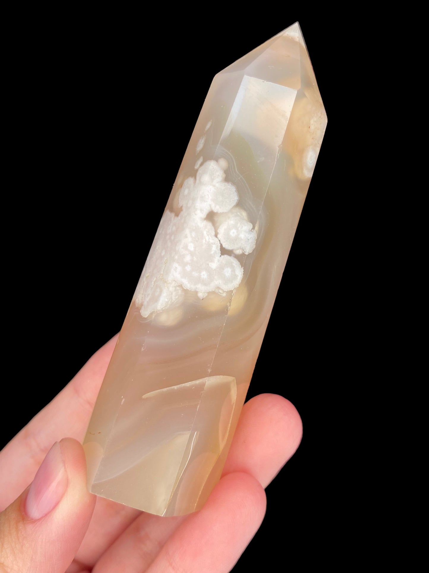Flower Agate tower with incredible translucency