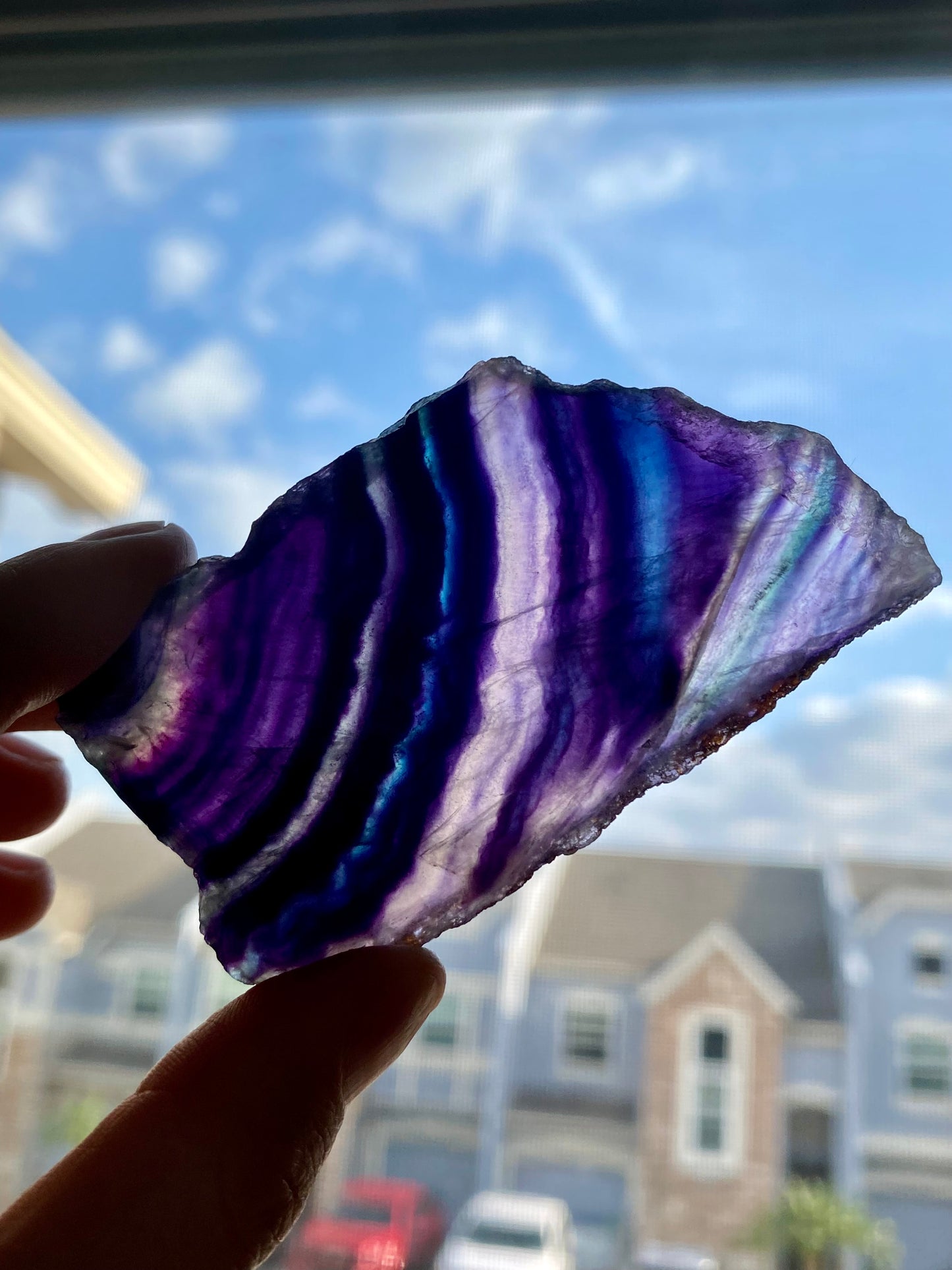 Raw Dark Rainbow fluorite slab