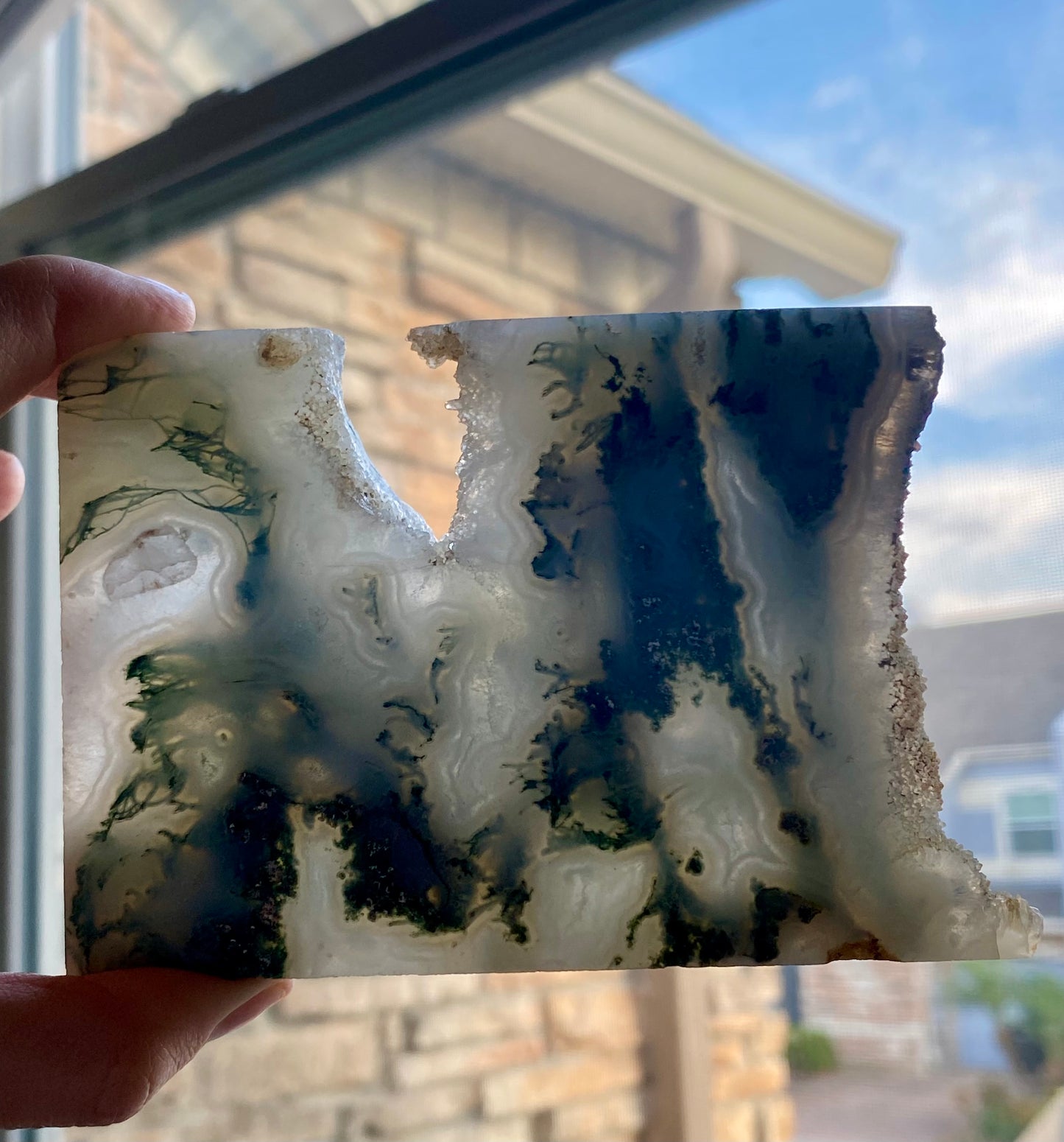 Druzy Moss Agate Slab (Imperfections)