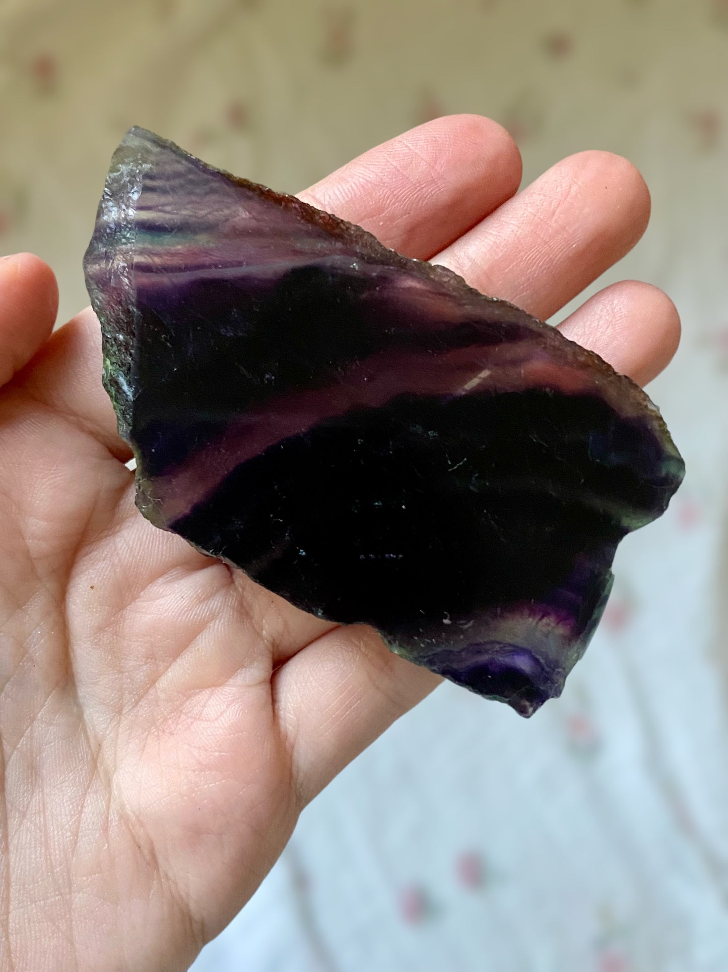 Raw Dark Rainbow fluorite slab