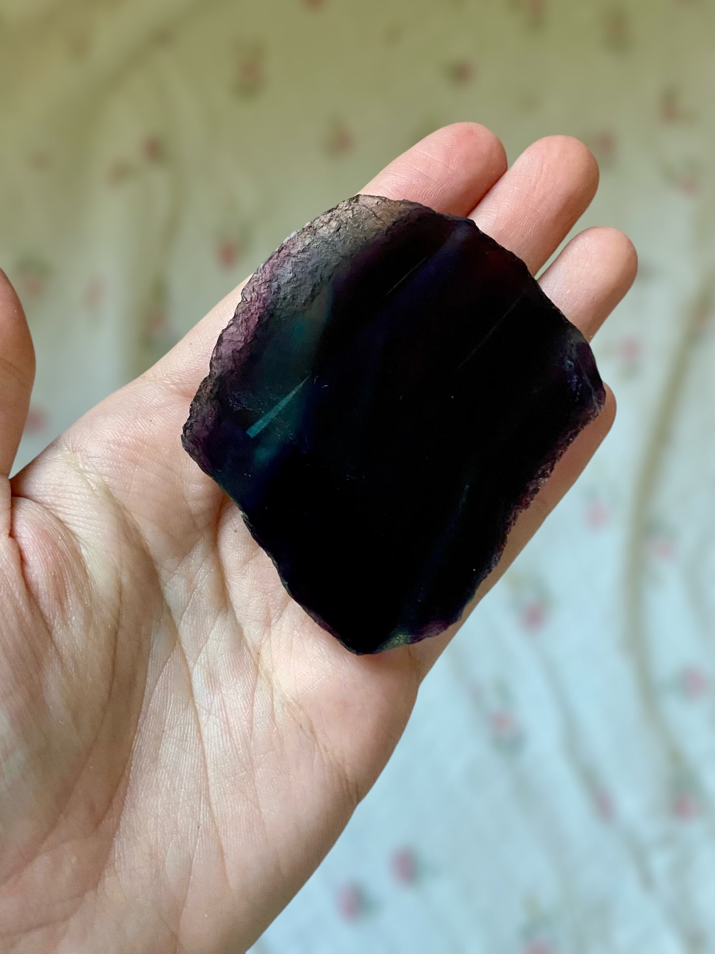 Raw Dark Rainbow fluorite slab