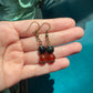 Carnelian & Rainbow Obsidian antique copper earrings